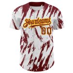 Custom White Crimson Gold 3D Pattern Baseball Jersey with Your Name & Number - Personalized Authentic Team Apparel Personalized