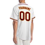 Personalized Baseball Jersey in White, Crimson, and Gold - Authentic Team Apparel Personalized White Crimson-Gold Authentic