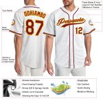 Personalized Baseball Jersey in White, Crimson, and Gold - Authentic Team Apparel Personalized White Crimson-Gold Authentic