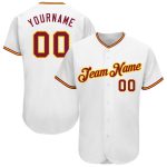 Custom Name and Number Baseball Jersey - Personalized White Crimson-Gold Authentic Team Jersey Personalized White Crimson-Gold
