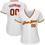 Custom Name and Number Baseball Jersey - Personalized White Crimson-Gold Authentic Team Jersey Personalized White Crimson-Gold