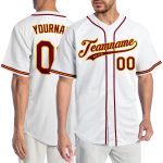 Personalized Baseball Jersey in White, Crimson, and Gold - Authentic Team Apparel Personalized White Crimson-Gold Authentic