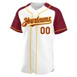 Custom Name Number Baseball Jersey - Personalized White Crimson Gold Authentic Raglan Sleeves Personalized White Crimson-Gold