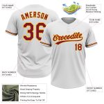 Customizable Crimson and Gold Unisex Softball Jersey - Personalized Two-Button Athletic Wear Personalized White Crimson-Gold