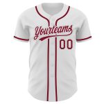 Personalized Baseball Jersey - Authentic White Crimson-Gray Design Personalized White Crimson-Gray Authentic Baseball Jersey