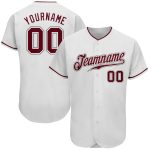 Custom Team Name and Number Baseball Jersey - Personalized White Crimson-Gray Authentic Design Personalized White Crimson-Gray