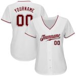 Custom Team Name and Number Baseball Jersey - Personalized White Crimson-Gray Authentic Design Personalized White Crimson-Gray