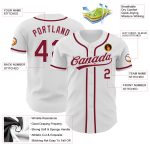 Personalized Baseball Jersey - Authentic White Crimson-Gray Design Personalized White Crimson-Gray Authentic Baseball Jersey