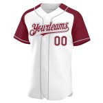 Custom Baseball Jersey with Personalized Name and Number - White Crimson Gray Authentic Raglan Sleeves Personalized White