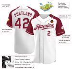 Custom Baseball Jersey with Personalized Name and Number - White Crimson Gray Authentic Raglan Sleeves Personalized White