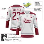 Custom Crimson-Gray Hockey Jersey with Personalized Name and Number - White Lace Neck Team Gear Personalized White Crimson-Gray