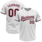 Personalized Unisex Softball Jersey - White Crimson-Gray Two-Button Design Personalized White Crimson-Gray Two-Button Unisex