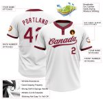 Custom Name Number Unisex Softball Jersey Personalized White Crimson-Gray Two-Button Style Personalized White Crimson-Gray