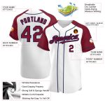 Custom Name and Number Personalized Baseball Jersey - White Crimson-Navy Authentic Raglan Sleeves Personalized White Crimson-Navy