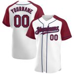 Custom Name and Number Personalized Baseball Jersey - White Crimson-Navy Authentic Raglan Sleeves Personalized White Crimson-Navy