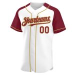 Custom Name Number Personalized Baseball Jersey White Crimson Old Gold Authentic Raglan Sleeves Personalized White Crimson-Old