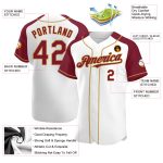 Custom Name Number Personalized Baseball Jersey White Crimson Old Gold Authentic Raglan Sleeves Personalized White Crimson-Old