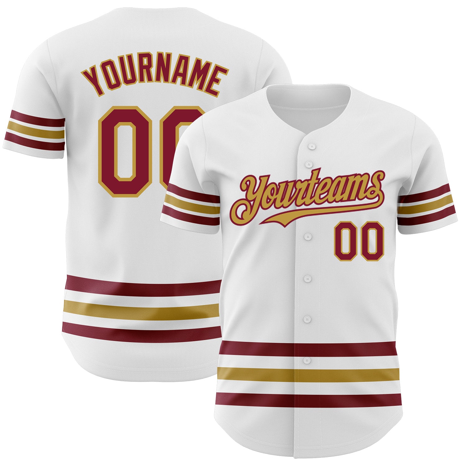 Custom Name Number Baseball Jersey - Personalized Crimson Old Gold Authentic Team Jersey Personalized White Crimson-Old Gold