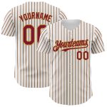 Custom Crimson Gold Pinstripe Baseball Jersey with Personalized Name & Number - Authentic Team Gear Personalized White (Crimson