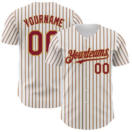 Custom Crimson Gold Pinstripe Baseball Jersey with Personalized Name & Number - Authentic Team Gear Personalized White (Crimson