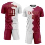 Custom Qatari Flag Soccer Jersey with Name and Number - Personalized White Crimson & Old Gold Sublimation Uniform Personalized