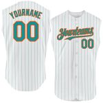 Customizable Black Baseball Jersey with White Crimson Pinstripes - Authentic Sleeveless Design for Name and Number Personalized