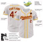 Personalized Crimson Gold Pinstripe Baseball Jersey with Custom Name & Number - Authentic Team Apparel Personalized White