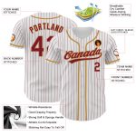 Custom Personalized Baseball Jersey - White Crimson Pinstripe - Authentic Team Name & Number Personalized White Crimson Pinstripe
