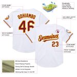 Custom Personalized Baseball Jersey - White Crimson Yellow Mesh Throwback with Name and Number Personalized White Crimson-Yellow