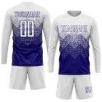 Custom Sublimation Soccer Jersey with Personalized Name and Number in White and Dark Purple - Team Uniform Personalized White