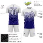Custom Sublimation Soccer Jersey with Personalized Name and Number in White and Dark Purple - Team Uniform Personalized White
