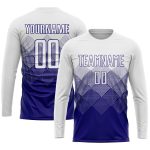 Custom Sublimation Soccer Jersey with Personalized Name and Number in White and Dark Purple - Team Uniform Personalized White