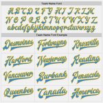 Custom Two-Tone Bomber Jacket with Team Name and Number - Electric Blue, Gold & Black Full-Snap Varsity Letterman Personalized