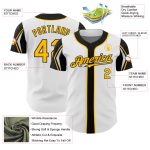 Custom Baseball Jersey with Personalized Name and Number - White Gold-Black Team Colors, Arm Shapes Personalized White Gold-Black