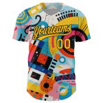 Custom Name and Number Baseball Jersey with Personalized 3D Pattern Design in White Gold and Black - Authentic Team Apparel