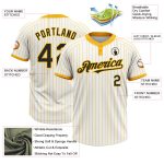 Custom Black Softball Jersey with White Gold Pinstripe, Unisex Two-Button Design, Personalized Name & Number Personalized
