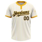 Custom Black Softball Jersey with White Gold Pinstripe, Unisex Two-Button Design, Personalized Name & Number Personalized
