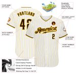 Custom Name and Number Personalized Authentic Baseball Jersey, Brown-Gold White Gold Pinstripe Baseball Shirt Personalized
