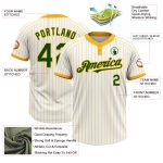 Custom Name and Number Softball Jersey Unisex Two-Button Green Pinstripe White Gold Personalized White Gold Pinstripe Green
