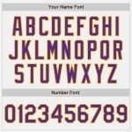 Custom Name and Number Purple Two-Button Unisex Softball Jersey - Personalized White Gold Pinstripe Design Personalized White