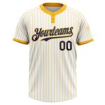 Custom Name and Number Softball Jersey for Team - Personalized Royal Two-Button Unisex White Gold Pinstripe Personalized