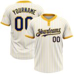 Custom Name and Number Softball Jersey for Team - Personalized Royal Two-Button Unisex White Gold Pinstripe Personalized