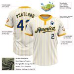 Custom Name and Number Softball Jersey for Team - Personalized Royal Two-Button Unisex White Gold Pinstripe Personalized
