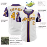 Custom Purple White Gold Baseball Jersey with Personalized Name and Number - Authentic Team Design Personalized White Gold-Purple