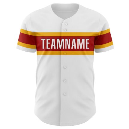 Personalized Authentic Baseball Jersey in White Gold and Red Personalized White Gold-Red Authentic Baseball Jersey