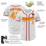 Custom Name and Number Personalized White Gold-Red Baseball Jersey Authentic Team Apparel Personalized White Gold-Red Authentic