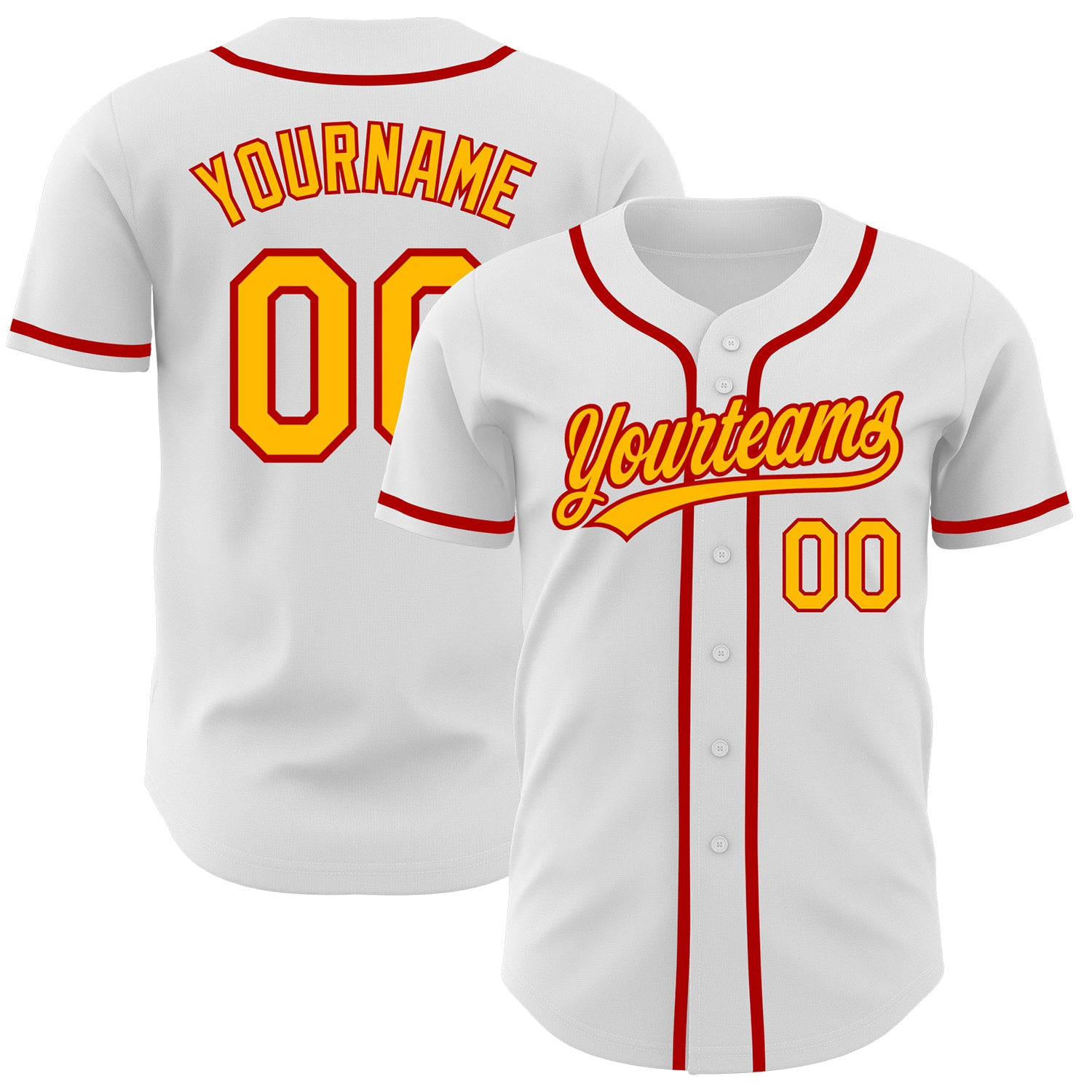 Custom Name and Number Personalized White Gold-Red Baseball Jersey Authentic Team Apparel Personalized White Gold-Red Authentic