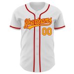 Custom Name and Number Personalized White Gold-Red Baseball Jersey Authentic Team Apparel Personalized White Gold-Red Authentic