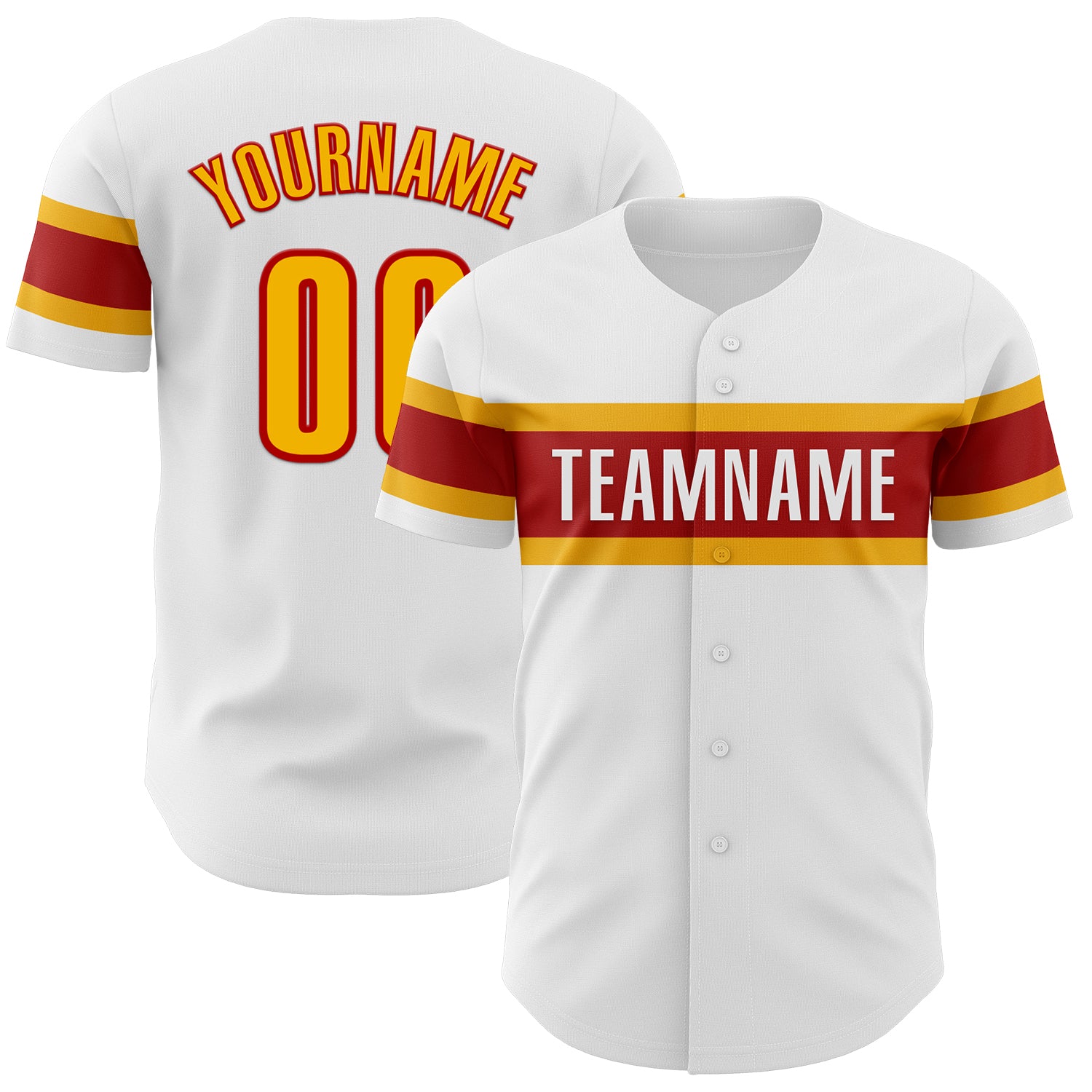Personalized Authentic Baseball Jersey in White Gold and Red Personalized White Gold-Red Authentic Baseball Jersey