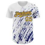 Personalized White Gold Royal 3D Pattern Abstract Baseball Jersey with Custom Name and Number Authentic Team Gear Personalized